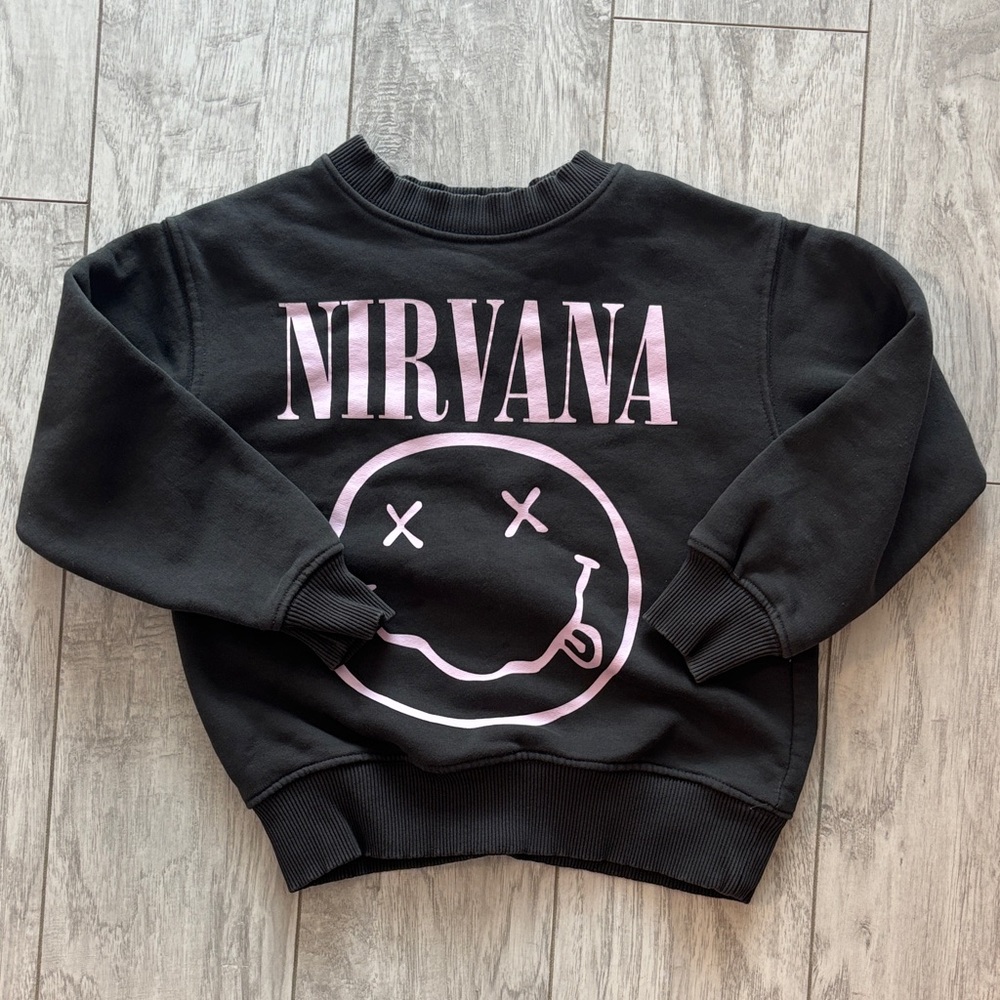 Zara Black Sweatshirt with Yellow Nirvana Logo